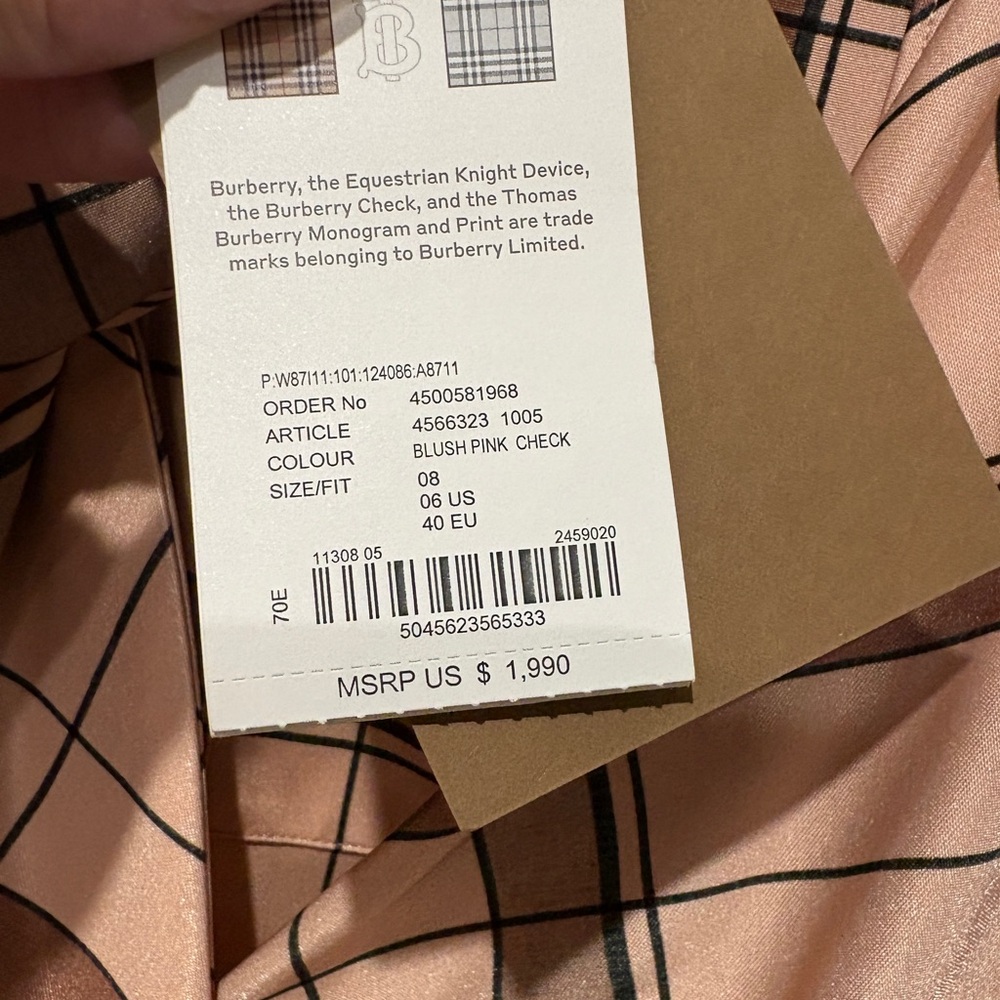 NWT Burberry Check Drape Sleeve Blouse - Picture 6 of 7